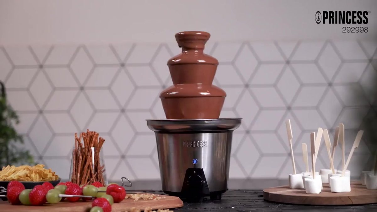 Chocoladefontein, 3 niveaus chocoladefondue, met 6 vorken en 1 voedseltray, chocoladefontein van roestvrij staal, vloeifunctie, warmhoudfunctie, 0,45 kg, 40 W, voor familiefeesten, jubilea, bruiloften
