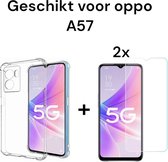 oppo a57 siliconen transparant antishock back cover + 2x screen protector - oppo a57 shock proof achterkant doorzichtig hoesje + 2x tempered glass