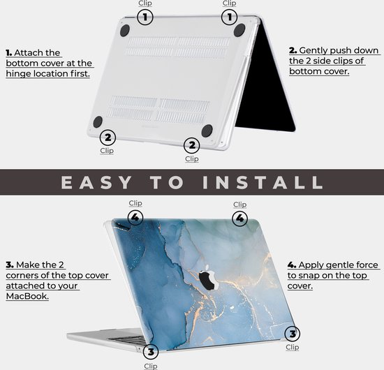 Lunso - MacBook Pro 14 pouces M1/M2 (2021-2023) - Housse coque - Aciano Azul