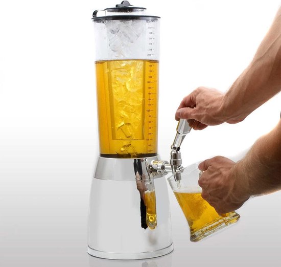 Goods & Gagdets Biertoren 4 liter - Drinkzuil Bierzuil Drinktoren XXL in chroomlook