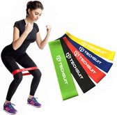 Techsuit - (5 pack) Exercice Elastic Resistance Bands (TS-01) - for Home Training, Yoga, Fitness, Pilates - Multicolor