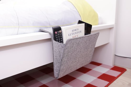 Bedside Pocket – Opbergzak voor je bed - Woonaccessoires – Vilt – Grijs – Medium - Merkloos