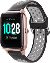 Siliconen Smartwatch bandje - Geschikt voor ID205L sport bandje - zwart/grijs - Strap-it Horlogeband / Polsband / Armband