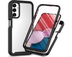 Hoesje met Ingebouwde Screenprotector Geschikt voor Samsung Galaxy A14 | Full Protect valbescherming | Doorzichtig / Zwart