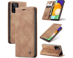 Casemania Hoesje Geschikt voor Samsung Galaxy A54 5G Sienna Brown - Dunne Portemonnee Book Case - Slim Wallet Case met Pasjeshouder