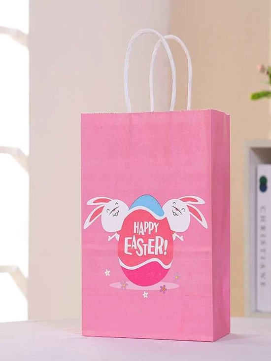 Ponsey Geschenkzakjes, papieren zakken voor Pasen, 12 stuks, doe-het-zelf paaszakken om te vullen en te knutselen, paasnest met stickers, voor paasdecoratie, paasgeschenken, kinderen en volwassenen