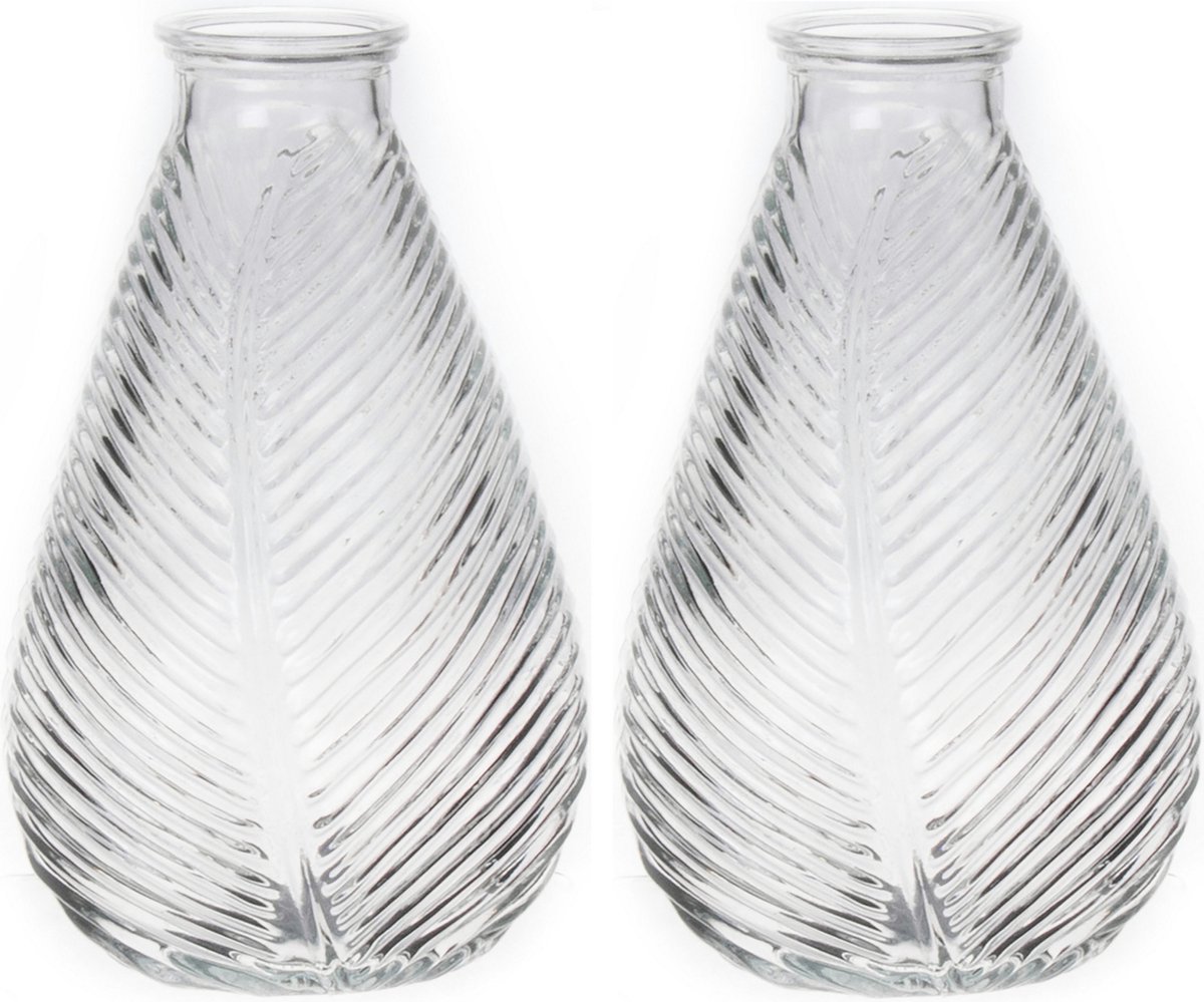Bellatio Design Bloemenvaas - 2x - helder transparant glas - D14 x H23 cm - vaas