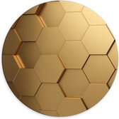 Dibond Muurcirkel - Hexagon Wand in het Goud - 70x70 cm Foto op Aluminium Muurcirkel (met ophangsysteem)