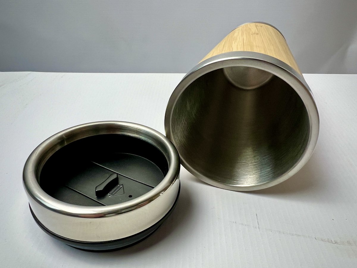 koffie to go beker bamboe | coffee to go | isolerende beker | herbruikbaar | inhoud 450 ml — cadeau in Koken & Dineren - foto 2