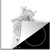 KitchenYeah® Inductie beschermer 78x78 cm - Frankrijk – Stadskaart - Zwart Wit – Toulouse – Plattegrond – Kaart - Kookplaataccessoires - Afdekplaat voor kookplaat - Inductiebeschermer - Inductiemat - Inductieplaat mat