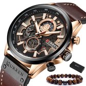 Curren - Horloge Heren - Cadeau voor Man - Horloges voor Mannen - 48 mm - Bruin Rosé