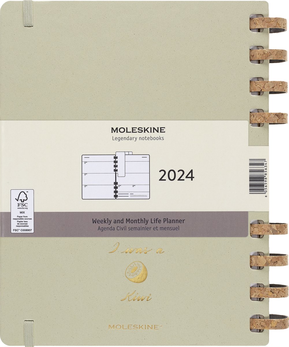 MOLESKINE Agenda semainier 2024 CALENDRIER MOLESKINE 12 MOIS 2024, RELIURE  SPIRALE, XL, COUVERTURE RIGIDE