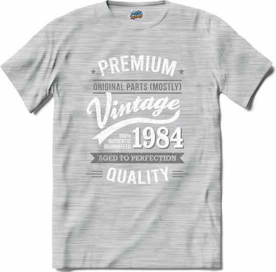 Vintage Legend Sinds 1984 - verjaardag en feest cadeau - Kado tip - T-Shirt - Unisex - Donker Grijs - Gemêleerd - Maat 4XL