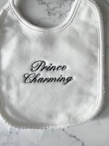 Omer en Odille - geborduurde slab - Prince Charming wit met blauw