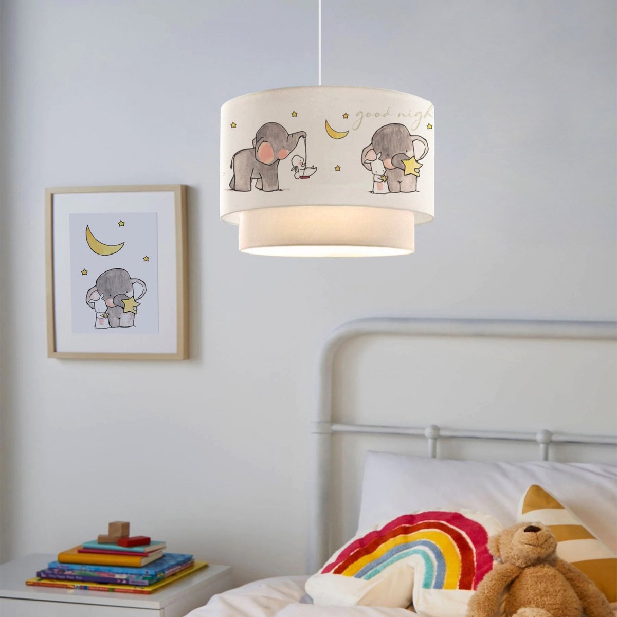 Kinder hanglamp Lurgan E27 wit met olifant motief lux.pro