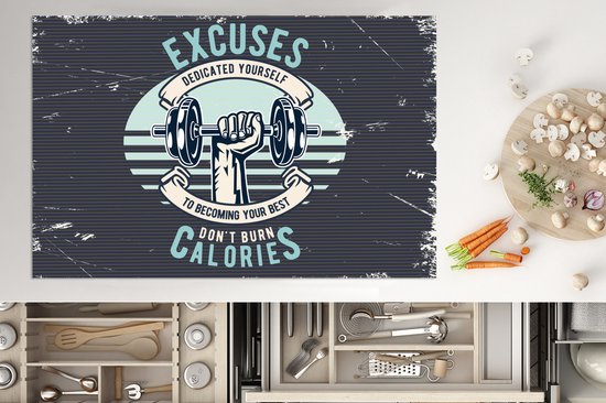 KitchenYeah® Inductie beschermer 81.2x52 cm - Gewichten - Sport - Retro - Kookplaataccessoires - Afdekplaat voor kookplaat - Inductiebeschermer - Inductiemat - Inductieplaat mat