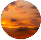 Dibond Muurcirkel - Oranje Lucht door Zonsondergang - 60x60 cm Foto op Aluminium Muurcirkel (met ophangsysteem)