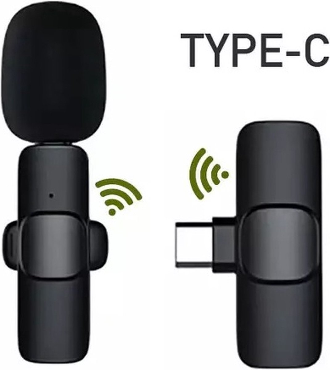 TechU™ Mini Draadloze Microfoon – voor Android – USB C Aansluiting – Interviews Opnemen – Met Clip – Zwart
