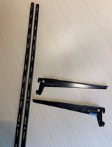 Set 2 wandrail 100 cm 6x drager 28 cm - Systeem voor boekenplank - Opbergsysteem - Wandsteunen - Plankdrager - Wandrek voor garage - trapkast - kantoor - boekenkast