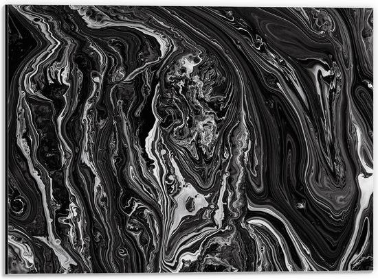 Dibond - Print van Marmer van Zwart-Wit - 40x30 cm Foto op Aluminium (Met Ophangsysteem)