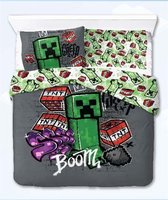Minecraft Dekbedovertrek Boom - Lits Jumeaux - 240 x 220 + 2x 63 x 63 cm - Polyester