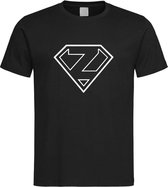 Zwart t-Shirt met letter Z “ Superman “ Logo print Wit Size XXL