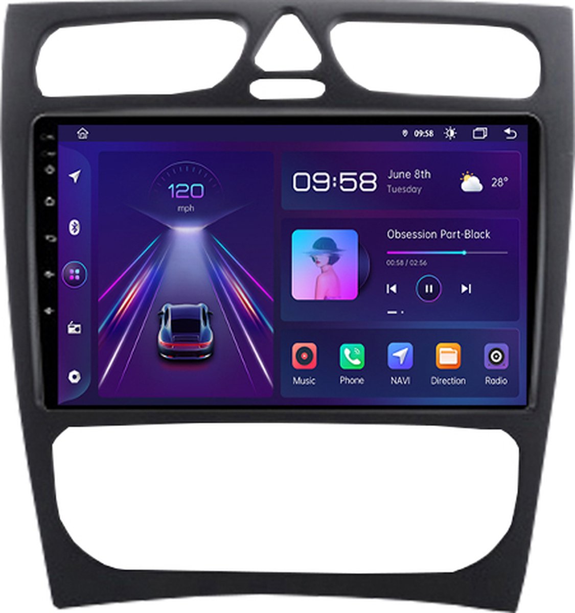 Draadloos CarPlay 8core Mercedes Benz C klasse W209 2000-2003 Android navigatie en multimediasysteem 6GB RAM 128GB ROM Android auto