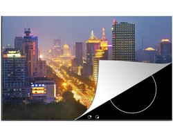 KitchenYeah® Inductie beschermer 80.2x52.2 cm - Schitterende verlichting in de starten van de Chinese stad Changchun - Kookplaataccessoires - Afdekplaat voor kookplaat - Inductiebeschermer - Inductiemat - Inductieplaat mat