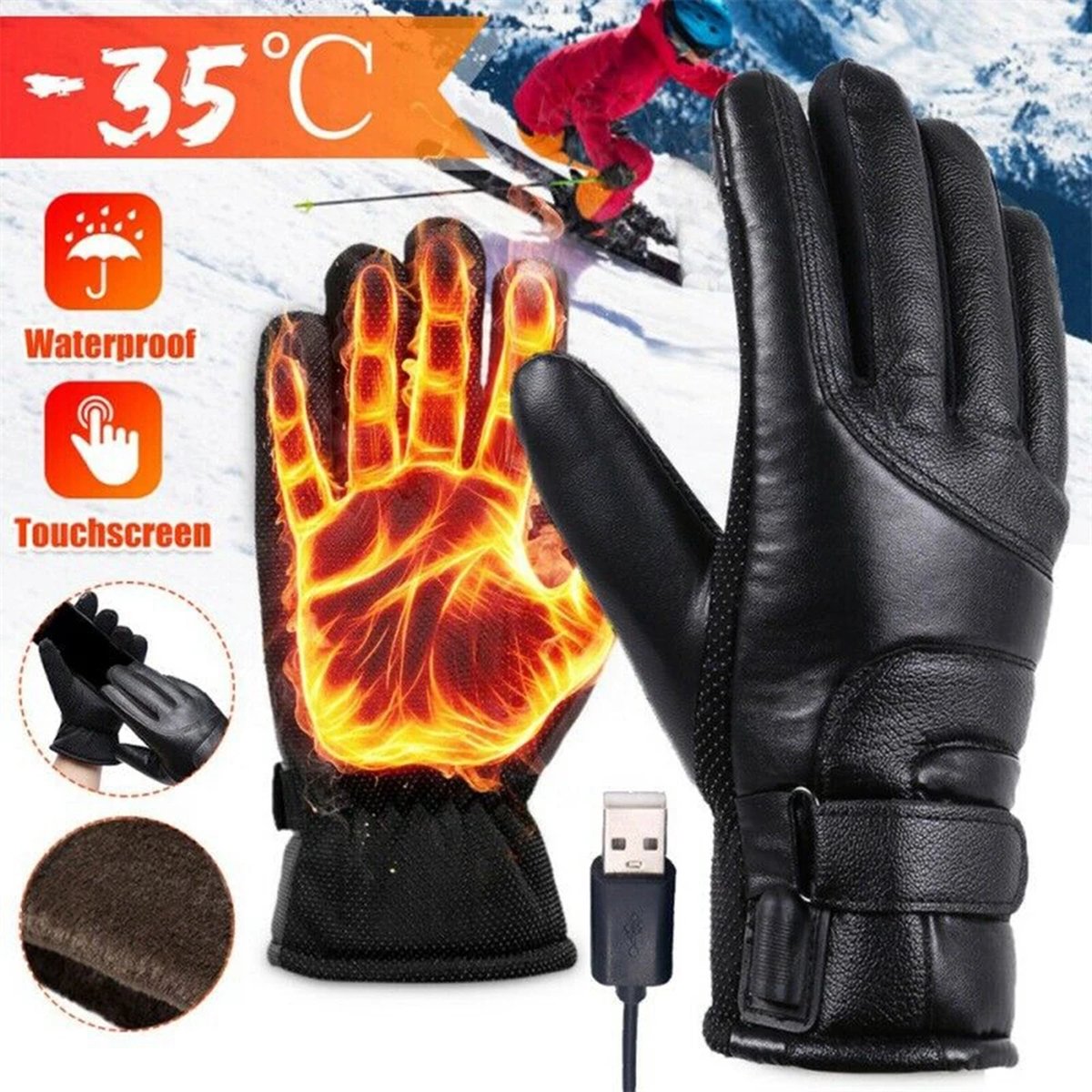 Gants d'hiver épais chauffants USB - Coupe-vent et imperméables - Gloves  chauffants -... | bol.com