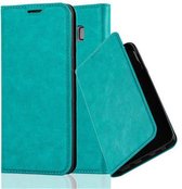 Cadorabo Hoesje geschikt voor Samsung Galaxy S8 in BENZINE TURKOOIS - Beschermhoes met magnetische sluiting, standfunctie en kaartvakje Book Case Cover Etui
