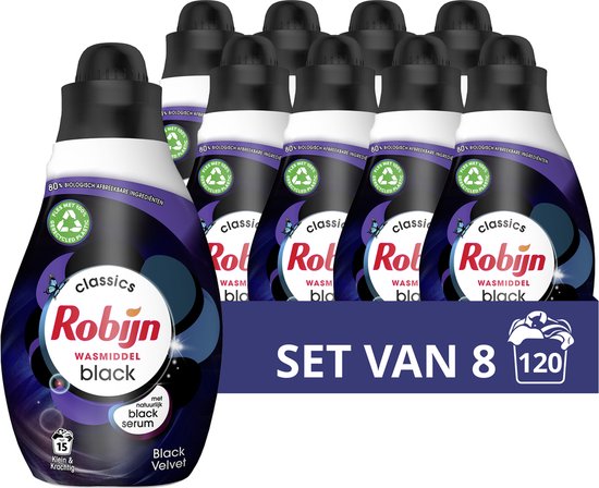 Robijn Black Velvet Klein & Krachtig - 8 x 15 wasbeurten - Voordeelverpakking