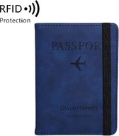Porte-passeport de Luxe | Safe -passeport RFID | Passeport Cas | Couvercle de protection | Couleur: bleu foncé