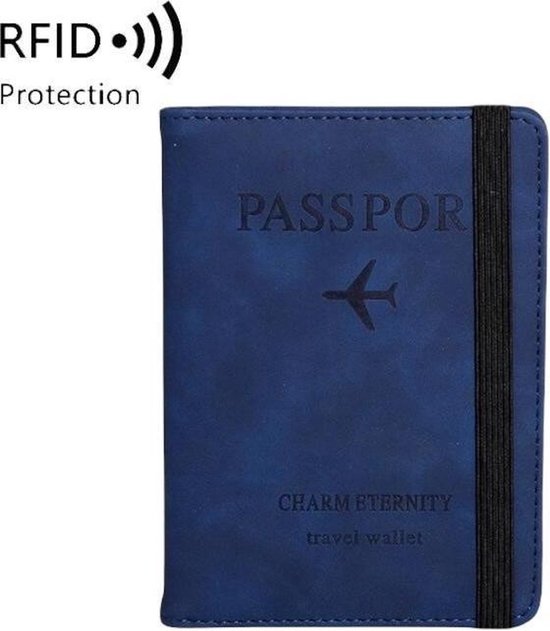 Luxe Paspoorthouder | RFID-Safe Paspoorthoes | Paspoort Hoesje | Beschermcover | Kleur: Donker Blauw