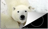 KitchenYeah® Inductie beschermer 81.6x52.7 cm - IJsbeer - Sneeuw - Wit - Kookplaataccessoires - Afdekplaat voor kookplaat - Inductiebeschermer - Inductiemat - Inductieplaat mat