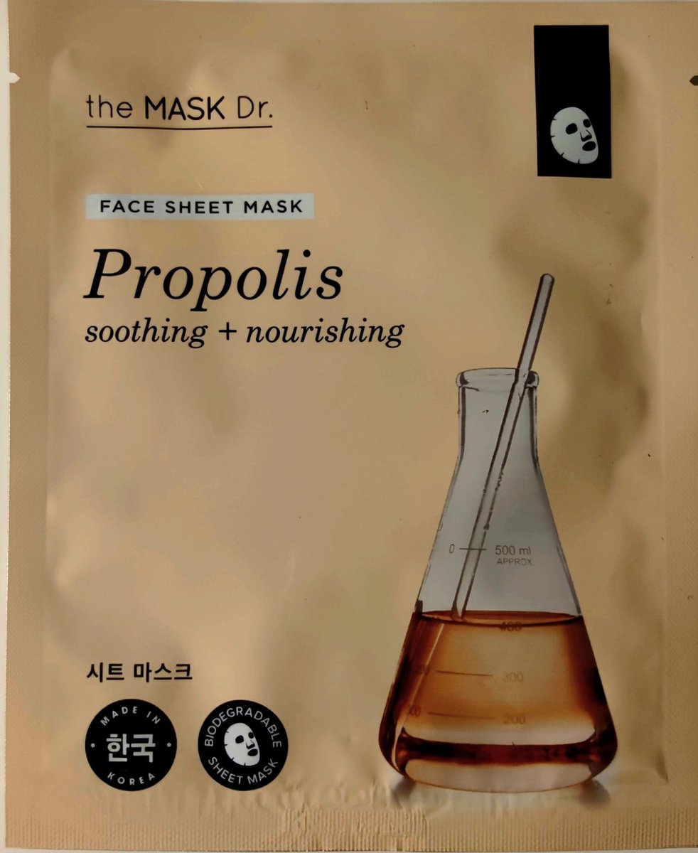 sheet mask - propolis - gezichtsmasker - verzachtend en voedend - the mask dr. - honing masker