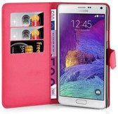 Cadorabo Hoesje geschikt voor Samsung Galaxy NOTE 4 in KARMIJN ROOD - Beschermhoes met magnetische sluiting, standfunctie en kaartvakje Book Case Cover Etui