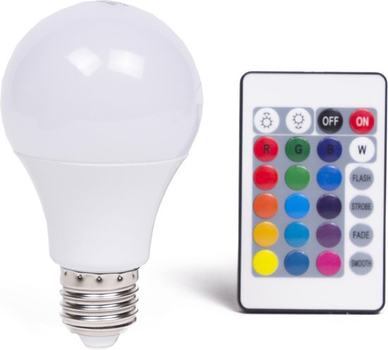 Lampe LED RGB Bellson E27 avec télécommande (16 couleurs)