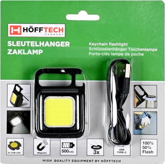 Höfftech Sleutelhanger - LED Zaklamp - 230lm - Oplaadbaar | bol.com