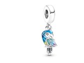 Fler® | Bedel | Past op populaire bedel armbanden | armbandbedel | Papegaai bedel | Jungle Paradise Parrot | Kleurrijk | Bedel Charm | 925 Sterling Zilver | Emaille | Blauw | Groen | Paars | Geel | Cadeau