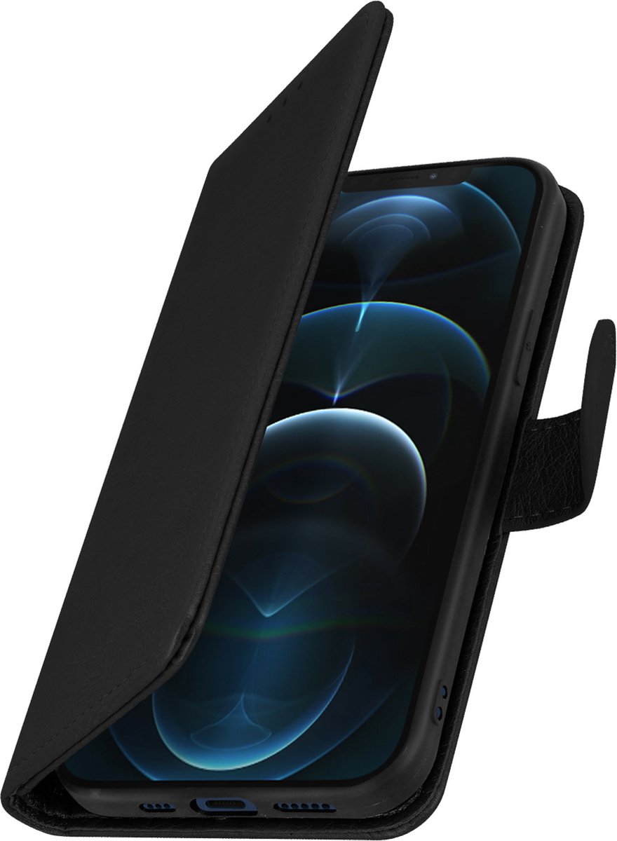 Avizar Étui pour Geschikt voor Apple iPhone 12 Pro Max Protection avec Porte-carte Fonction Support, Zwart