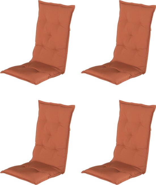 Hartman - Tuinkussen - 4 stuks - Hoge Rug - Cognac - 123x50cm - Terra - Tuinstoelkussen - Standenstoel kussen voor tuinstoel