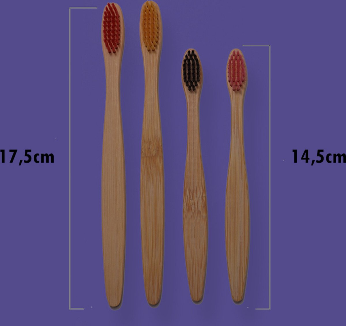 Bamboe tandenborstels familie set (4st) - Gratis verzending - Bamboo - Tandenborstels voor het hele gezin - Duurzaam en milieuvriendelijk - Perfect voor dagelijks gebruik - Eco-vriendelijke - Bamboo Tandenborstel - Kindertandenborstel