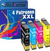 Tito-Express Epson 502 XL 4x inkt cartridge Black alternatief voor Epson 502XL Expression Home XP-5150 XP-5155 XP-5100 XP-5105, Workforce WF-2860 WF-2865 WF-2880 WF-2885 WF-2865DWF WF-2860DWF