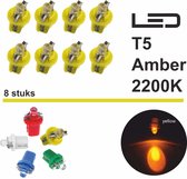 8x T5 1 LED B8.5d CANBus Led Lamp | GEEL / Amber | 400 Lumen | Type T59430-G | 1000k | 6500k | 400 Lumen | 12V | 1 COB | Verlichting | W3W W1.2W Led Auto-interieur Verlichting Dashboard Warming Indicator Wig | 8 | Autolampen | 2200 Kelvin |