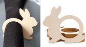 Servetringen - hout - 8 stuks - haas - konijn - Pasen - cadeau - zelf schilderen - hangers - servetring - paastak
