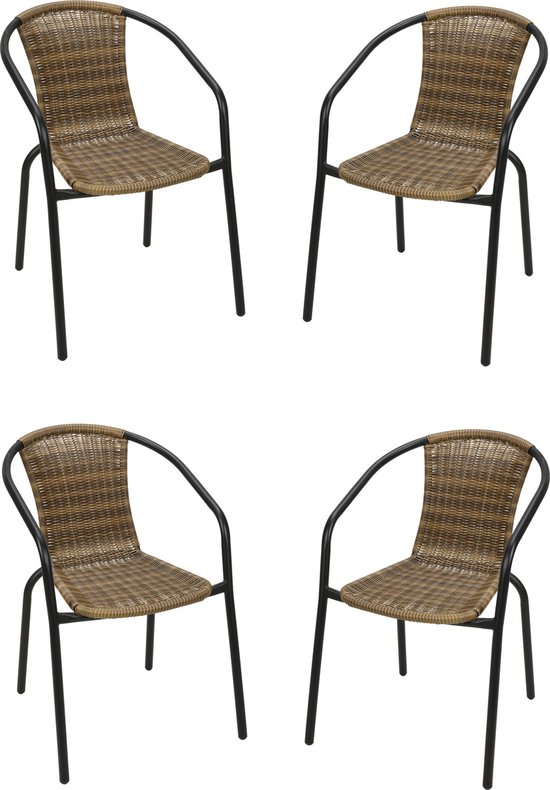 4goodz Rattan Bruin 4x Stapelbare Tuinstoelen Plaatsbesparend Bol 4goodz Rattan Bruin 4x Stapelbare Tuinstoelen Plaatsbesparend Bol
