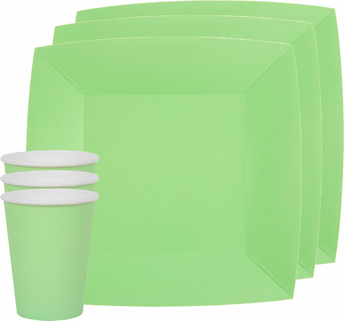 Santex feest/verjaardag servies set - 20x bordjes en bekertjes - mintgroen - karton