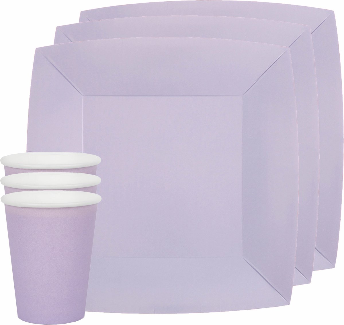 Santex feest/verjaardag servies set - 20x bordjes en bekertjes - lila paars - karton
