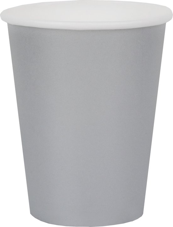 Santex feest/verjaardag servies set - 20x bordjes en bekertjes - zilver - karton