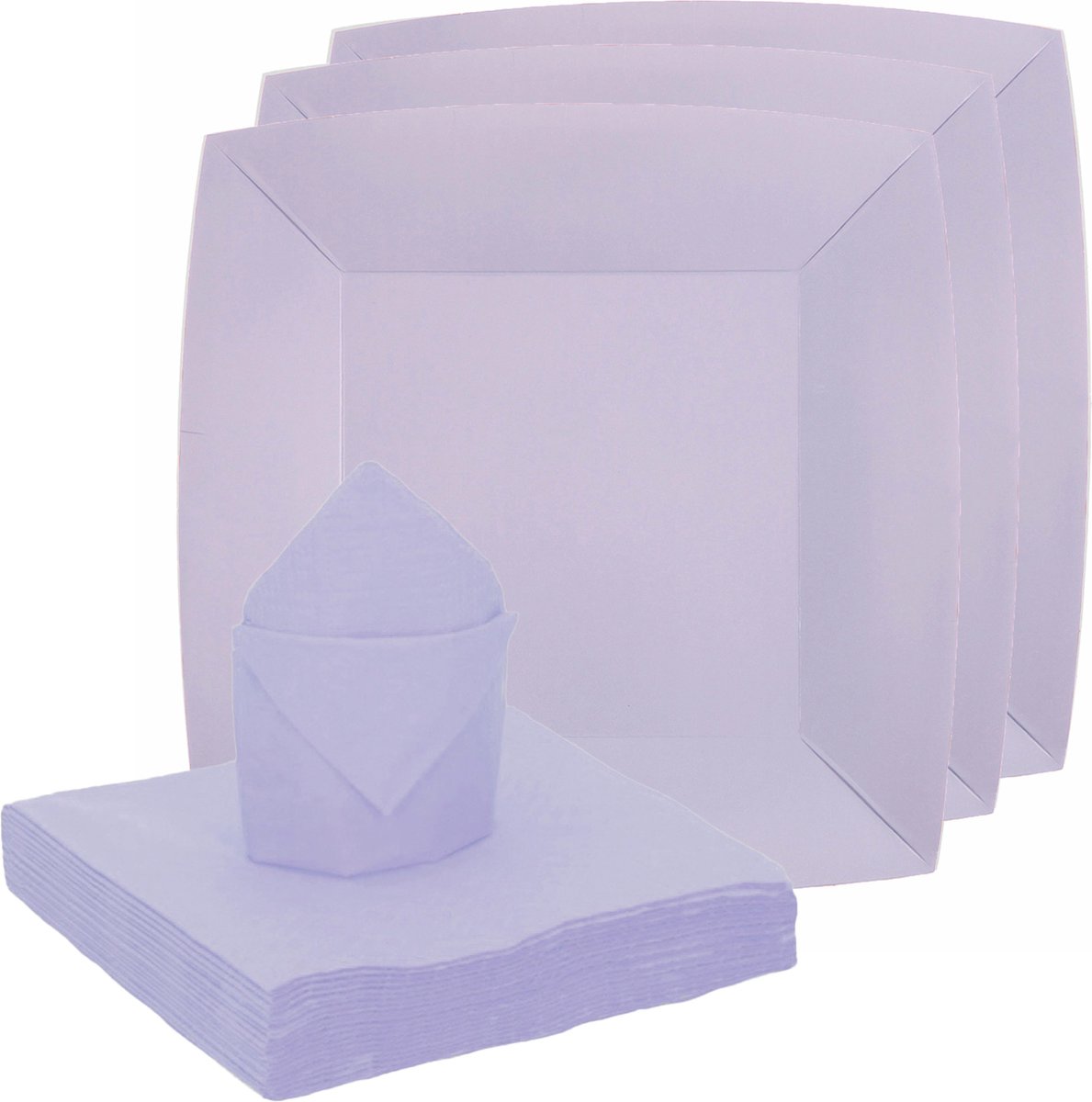 Santex feest/verjaardag servies set - 20x bordjes/20x servetten - lila paars - karton